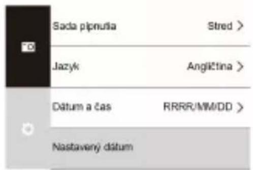 Sada pipnutia Stred > Jazyk Angličina > Datum a čas RRRR/MM/DD > Nastavený dátum