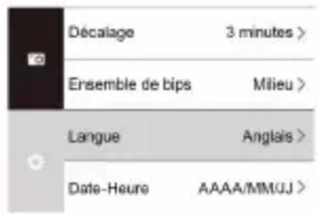Décalage 3 minutes > Ensemble de bips Milieu > Langue Anglais > Date-Heuro AAAA/MM/UJ >