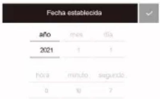 Fecha establecida año mes día 2021 1 1 hora minuto segundio 0 10 7