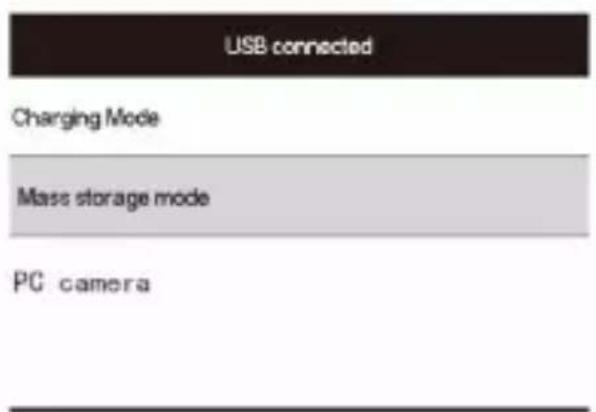 USB connected Charging Mode Mass storage mode PC camera