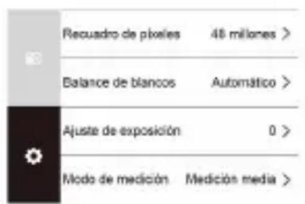 Recuadro de ploles 48 millones > Balance de blancos Automático > Ajuste de exposición 0 > Modo de medición Medición media >