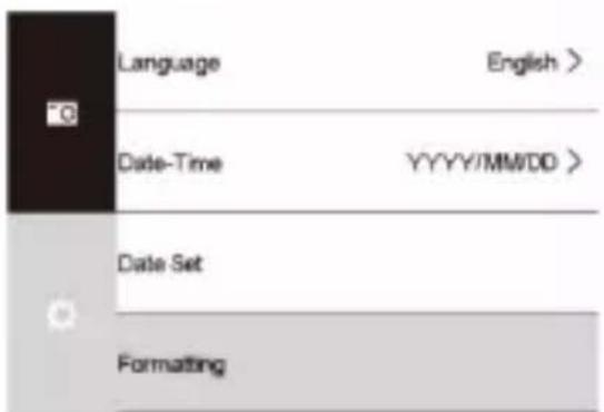 Language English > Date-Time YYYY/MM/DD > Date Set Formatting