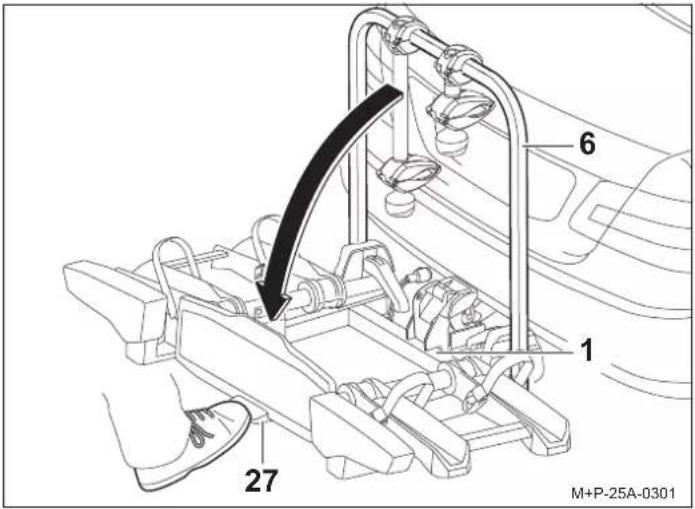 Uebler i41 S-DC - Folding the bicycle rack down - 1