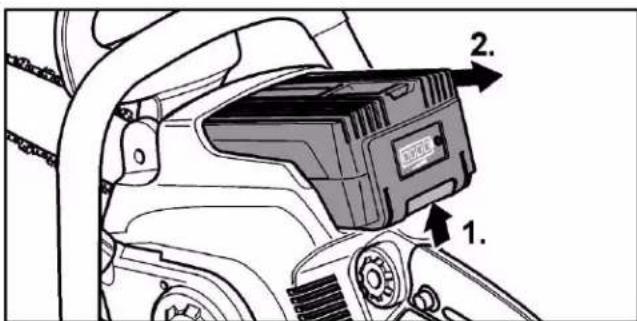 Fuxtec E212C - Insertar/sustituir la batería - 2