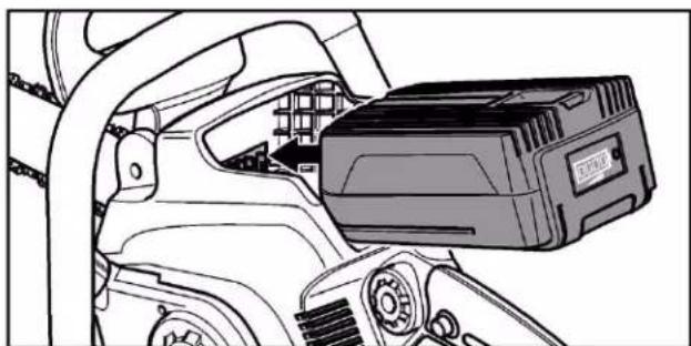 Fuxtec E212C - Insertar/sustituir la batería - 1