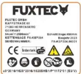 Fuxtec FX-KSP250 - Schild Warnhinweise - 2