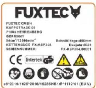 Fuxtec FX-KSP250 - Simbolos na motosserra - 9