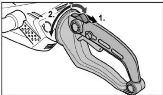 Fuxtec E522D - Adjusting the rear handle - 1