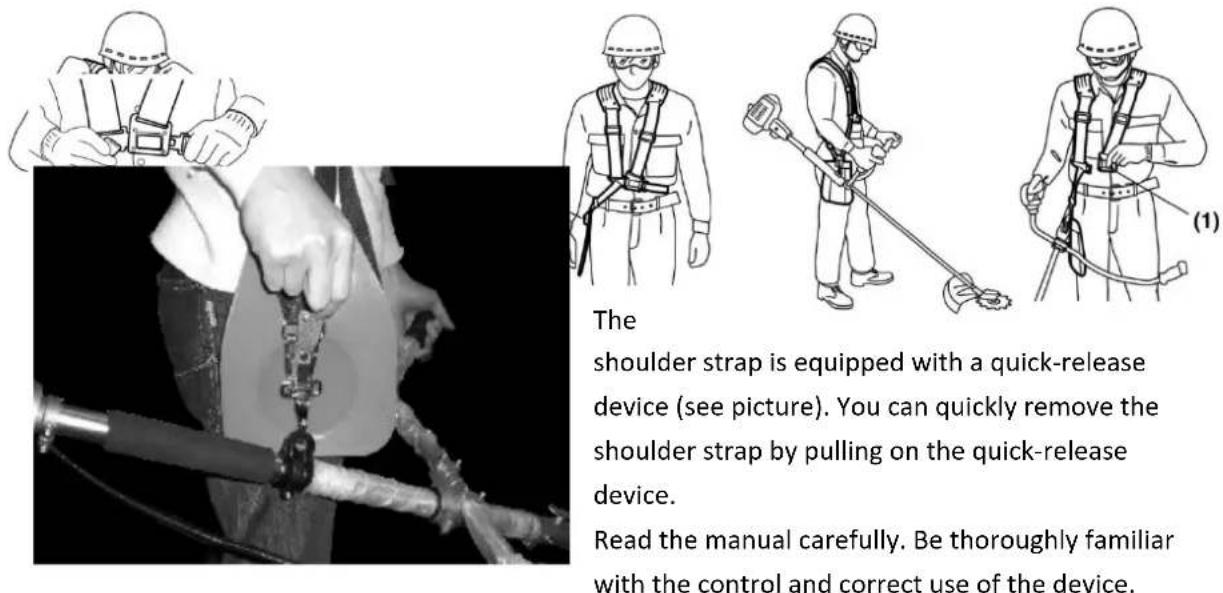 Fuxtec FX-PS152 - Putting on the shoulder harness - 1