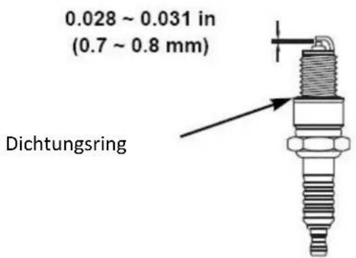0.028 ~ 0.031 in (0.7 ~ 0.8 mm) Dichtungsring