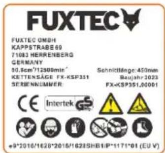 Fuxtec FX-KSP354 - Warning notices sign - 1
