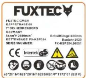 Fuxtec FX-KSP354 - Warning notices sign - 2
