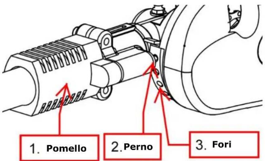 1. Pomello 2. Perno 3. Fori