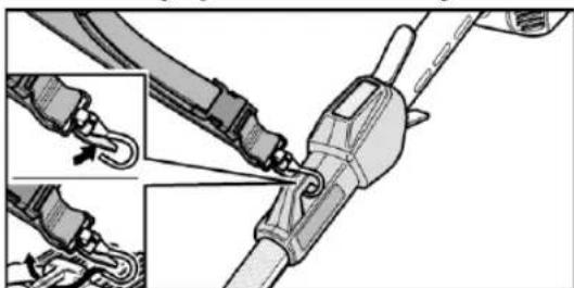 Fuxtec E920D - Assembling and adjusting the shoulder belt - 1