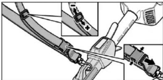 Fuxtec E920D - Assembling and adjusting the shoulder belt - 2