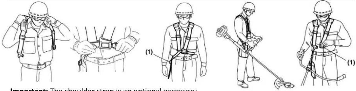 Fuxtec FX-RM4180 - Putting on the shoulder harness - 1