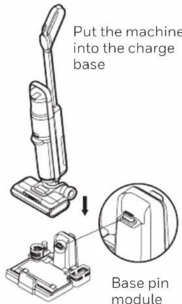 Put the machine into the charge base Base pin module