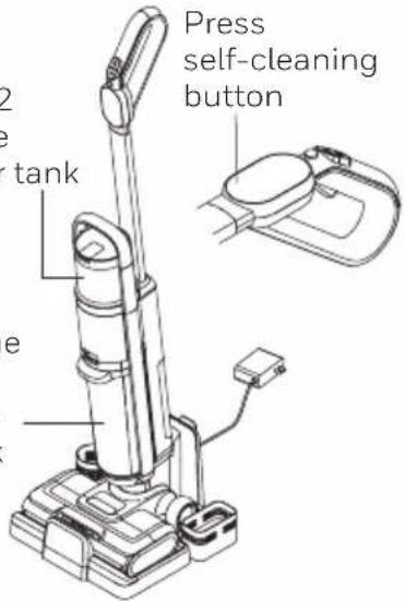 Press self-cleaning button tank e