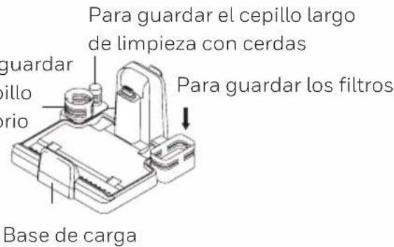 Para guardar el cepillo largo de limpieza con cerdas guardar cepillo atorio Para guardar los filtros Base de carga
