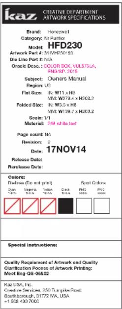 HONEYWELL QuietClean HFD230 - FCC COMPLIANCE / CONFORMITE FCC / CUMPLIMIENTO DE LA FCC - 1