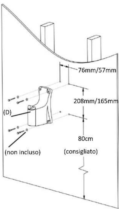 (D) (non incluso) 76mm/57mm 208mm/165mm 80cm (consigliato)