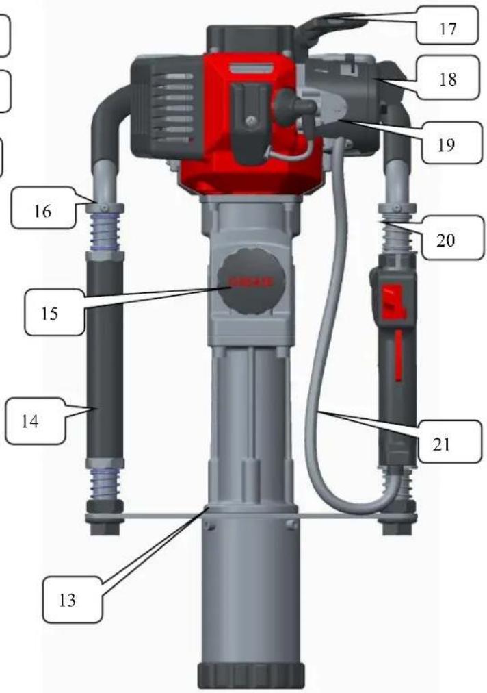 Technical diagram of a mechanical device with numbered components labeled for identification.