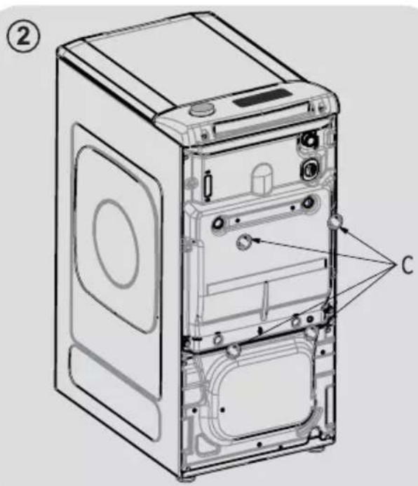 Technical diagram of a washing machine with labeled components and part number ②