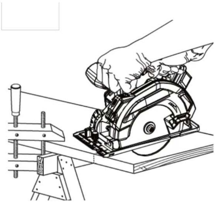 Fuxtec FX-E1CS20 - Guidage correct de la scie circulaire : - 1
