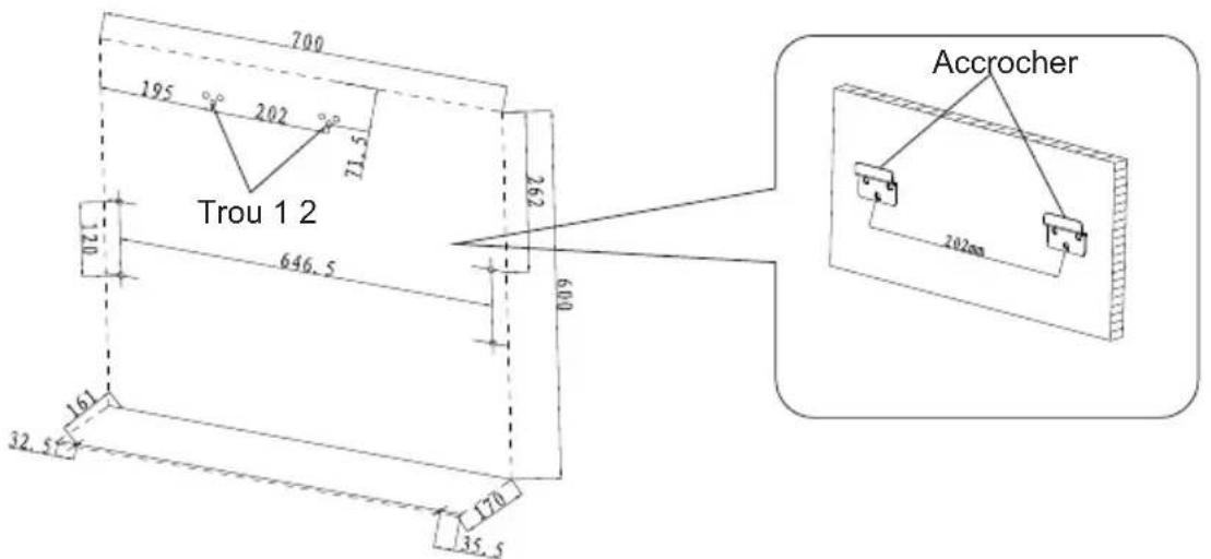 700 195 202 71.5 Trou 1.2 646.5 32.5 161 170 35.5 262 600 Accrocher 202mm