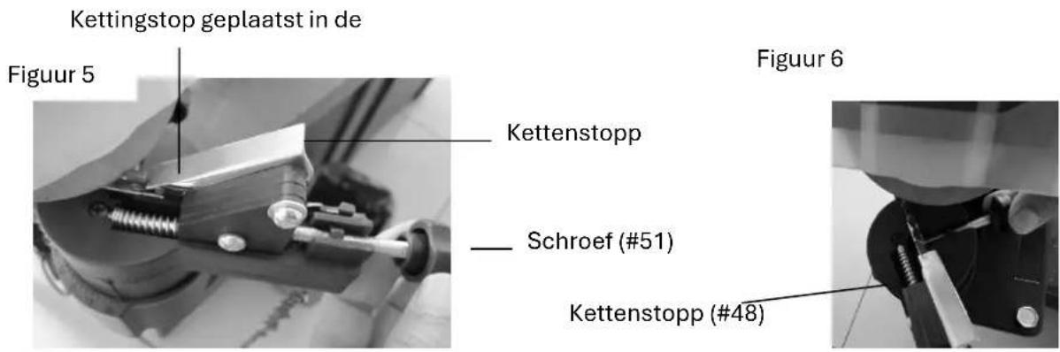 Kettingstop geplaatst in de Figuur 5 Kettenstopp Schroef (#51) Kettenstopp (#48) Figuur 6