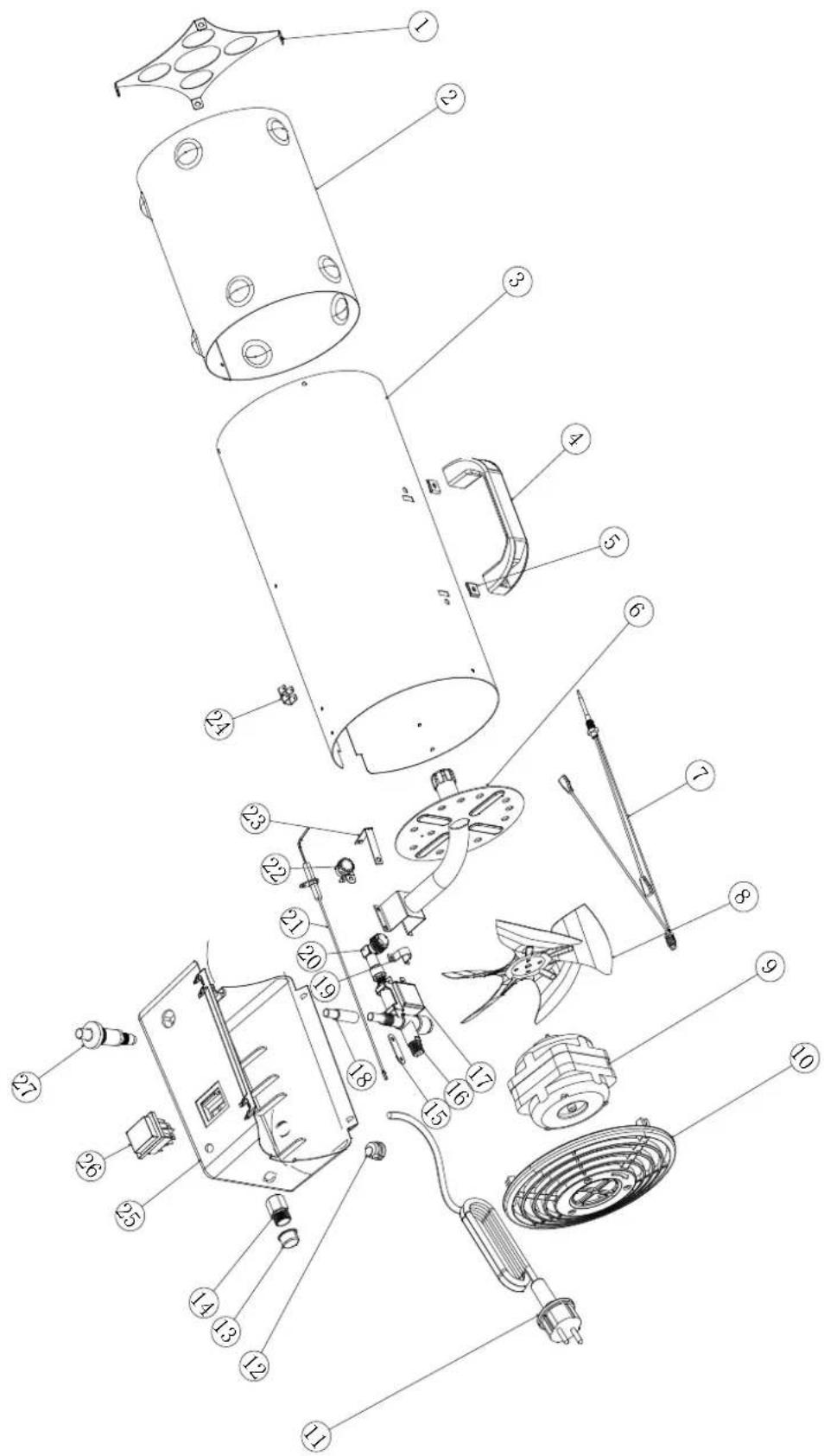 Fuxtec FX-GH10 - Explosionszeichnung und Teilebenennung - 1
