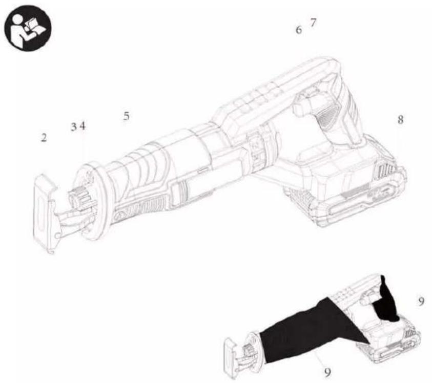 Technical diagram of a robotic device with numbered parts, including a person reading and a suit jacket.