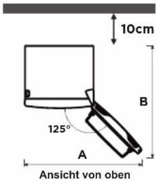 10cm 125° A B Ansicht von oben