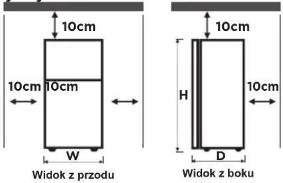 10cm 10cm 10cm W Widok z przodu 10cm H 10cm D Widok z boku