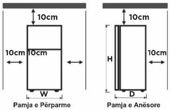 10cm 10cm 10cm W Pamja e Përparme 10cm H D 10cm Pamja e Anësore