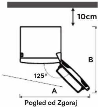 10cm B 125° A Pogled od Zgoraj