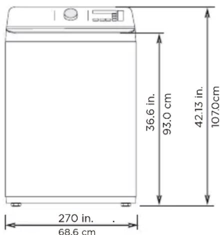 MIDEA MLV47R5BWW - Dimensions et mesures d'installation de la laveuse - 1