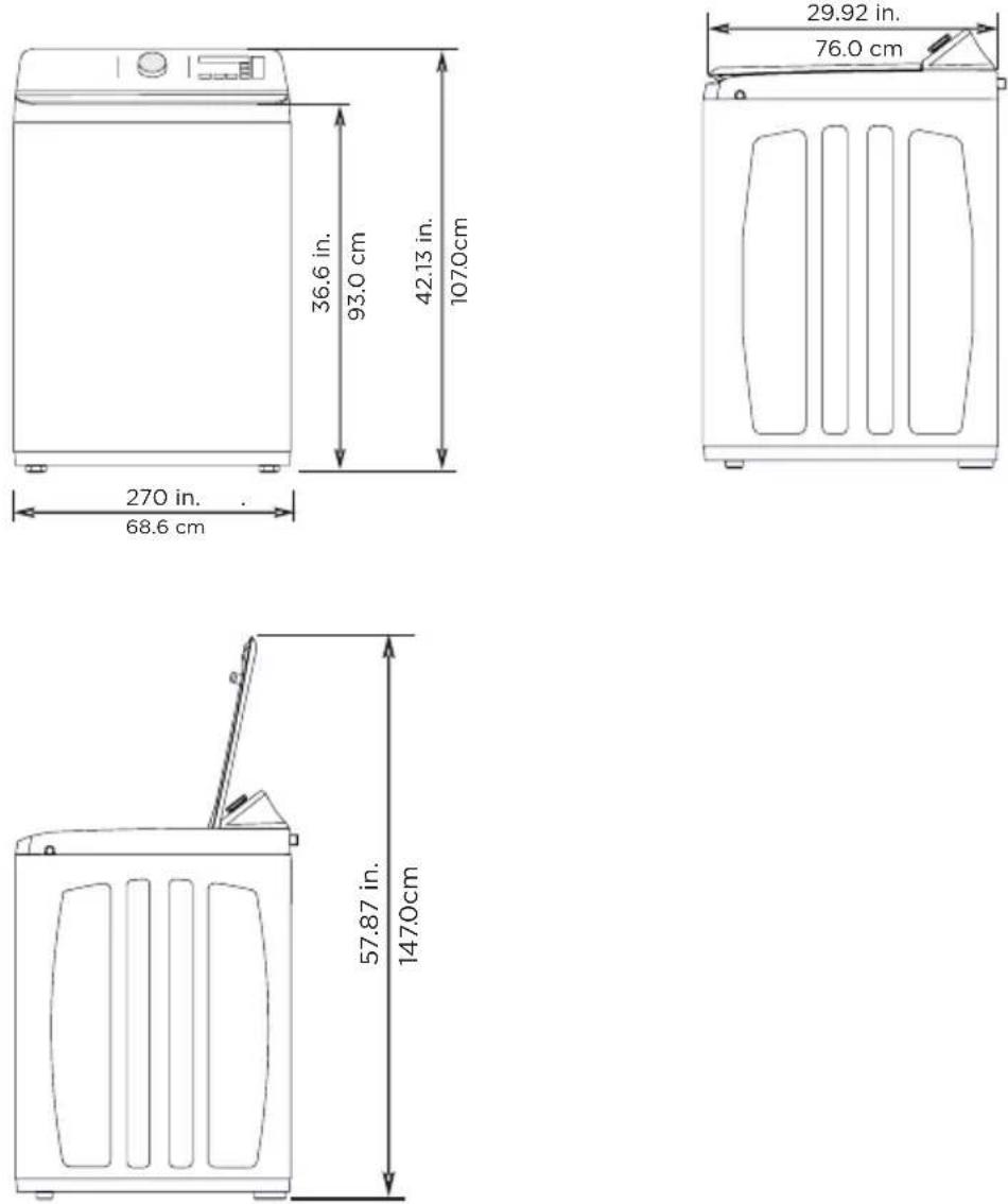 MIDEA MLV47R5BWW - Washer dimensions and installation measurements - 1