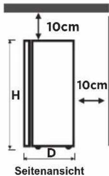 10cm H 10cm D Seitenansicht