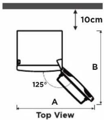 10cm B 125° A Top View