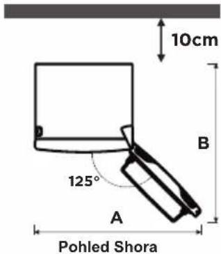 10cm 125° A B Pohled Shora
