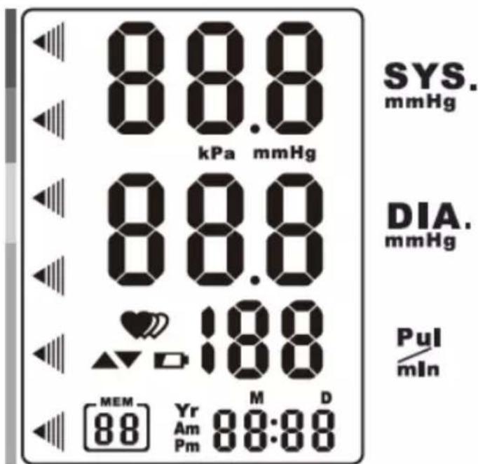 88.8 kPa mmHg 88.8 88.8 188 MEM Yr M D 88 Am 88:88 Pm