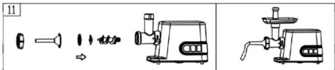 Duronic MG301 - Step 5: Get the machine ready for filling the sausages (see figure 11) - 1