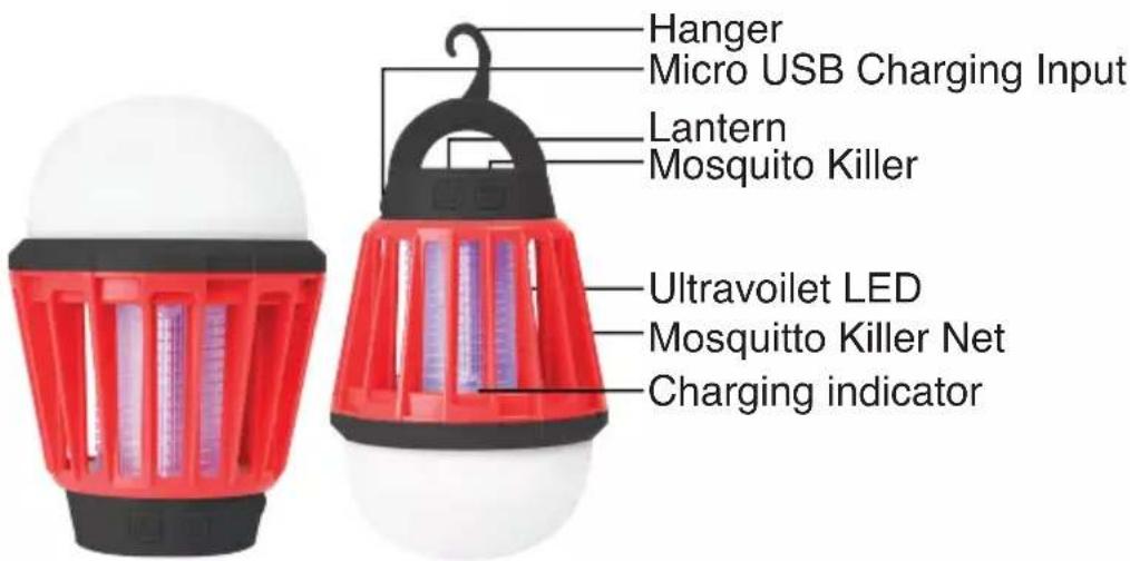 Hanger Micro USB Charging Input Lantern Mosquito Killer Ultravoilet LED Mosquitto Killer Net Charging indicator