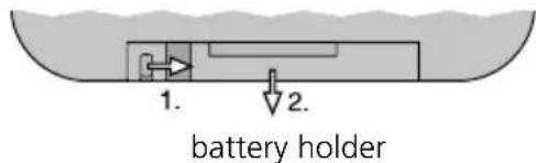Monacor CD-114/BT - Inserting/Replacing the battery - 1