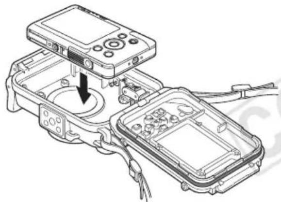 CANON WP-DC31 - Insert the camera into the Waterproof Case as shown. - 1