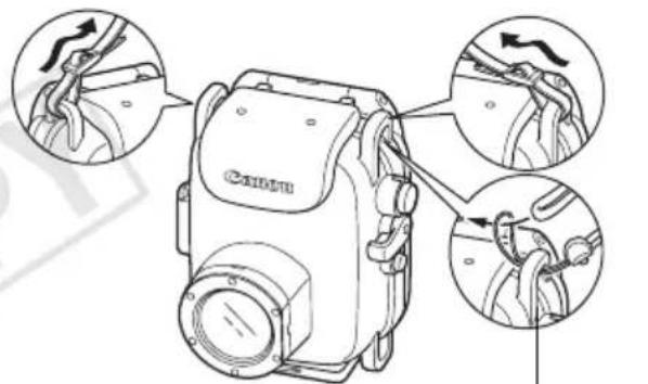 Technical diagram of a camera module with labeled parts and directional arrows indicating motion or assembly steps