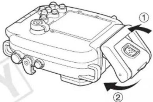 Technical diagram of a vehicle electrical switch with labeled components and directional arrows indicating rotation or assembly.