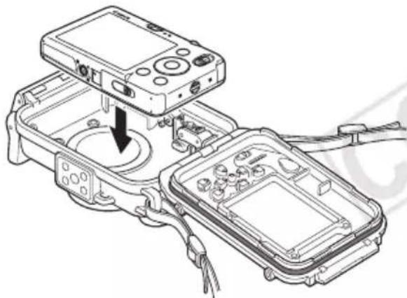 CANON WP-DC29 - Setzen Sie die Kamera so in das wasserdichte Gehäuse ein, wie in der Abbildung gezeigt. - 1
