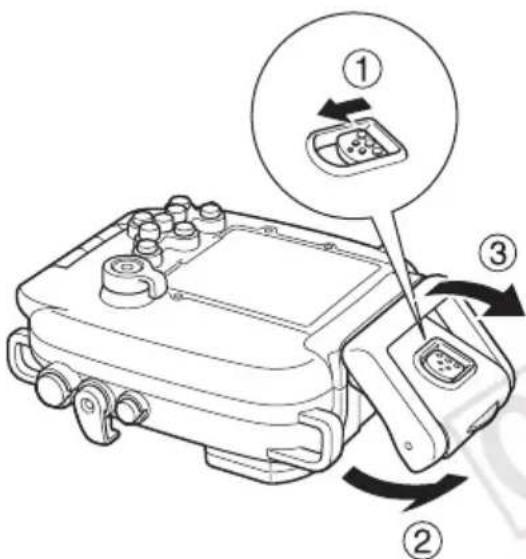 Diagram of a vehicle's internal components with numbered parts and directional arrows indicating assembly or movement.